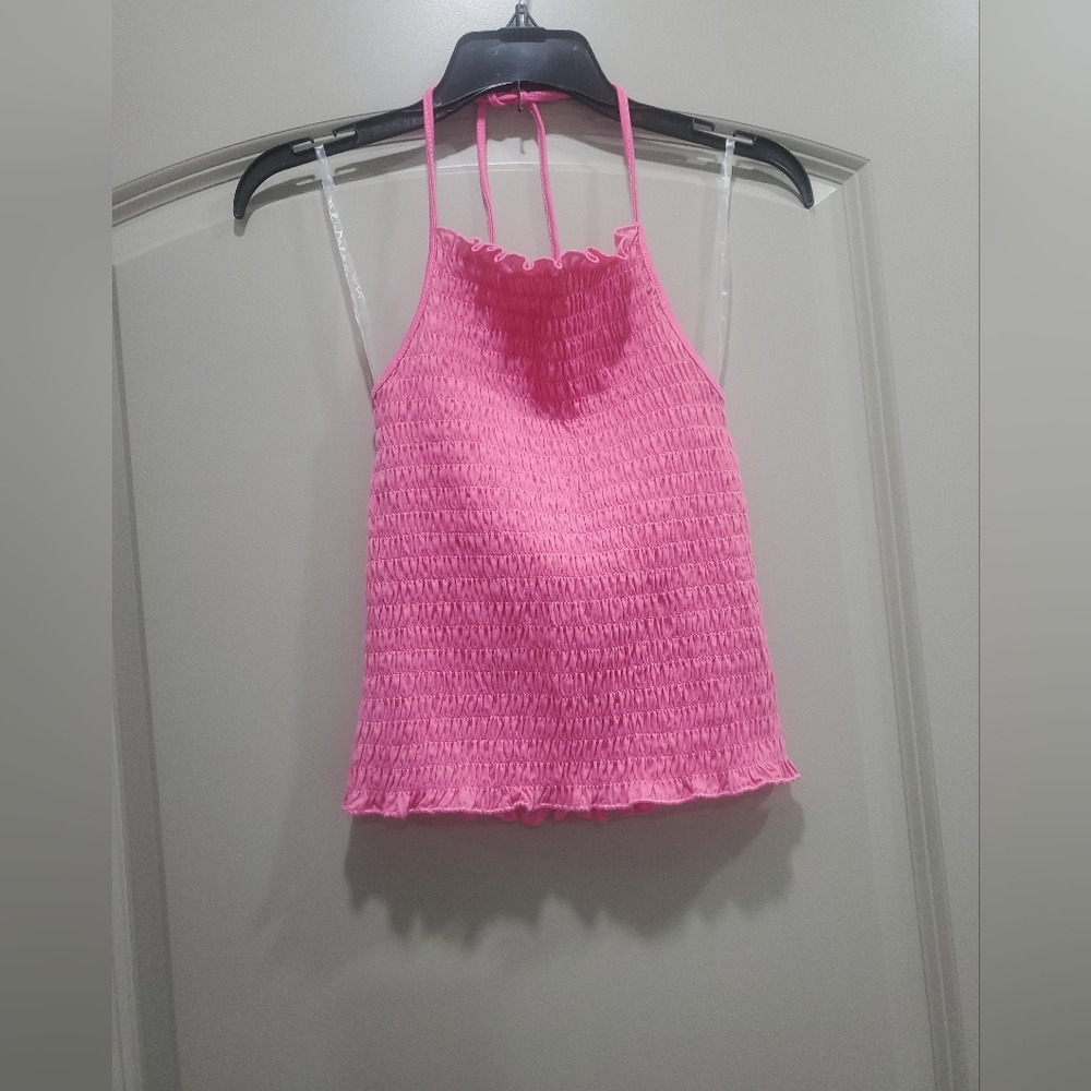 ULTRA FLIRT Smocked Halter Top Small Sleeveless Stretch